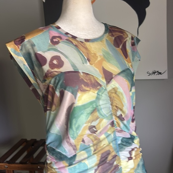 Ted Baker Amelia Multi   Green  Ruched Wrap Mini Dress - Picture 9 of 11